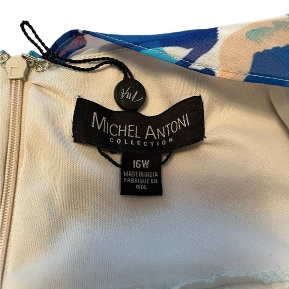 Michel Antoni Collection-VNeck-Pleated Cummerbund-V Back-Size 16W NWOT - Picture 12 of 14